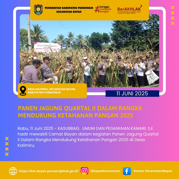 Panen Jagung Quartal II Dalam Rangka Mendukung Ketahanan Pangan 2025