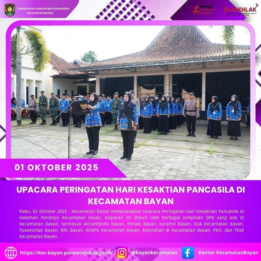 Upacara Peringatan Hari Kesaktian Pancasila di Kecamatan Bayan