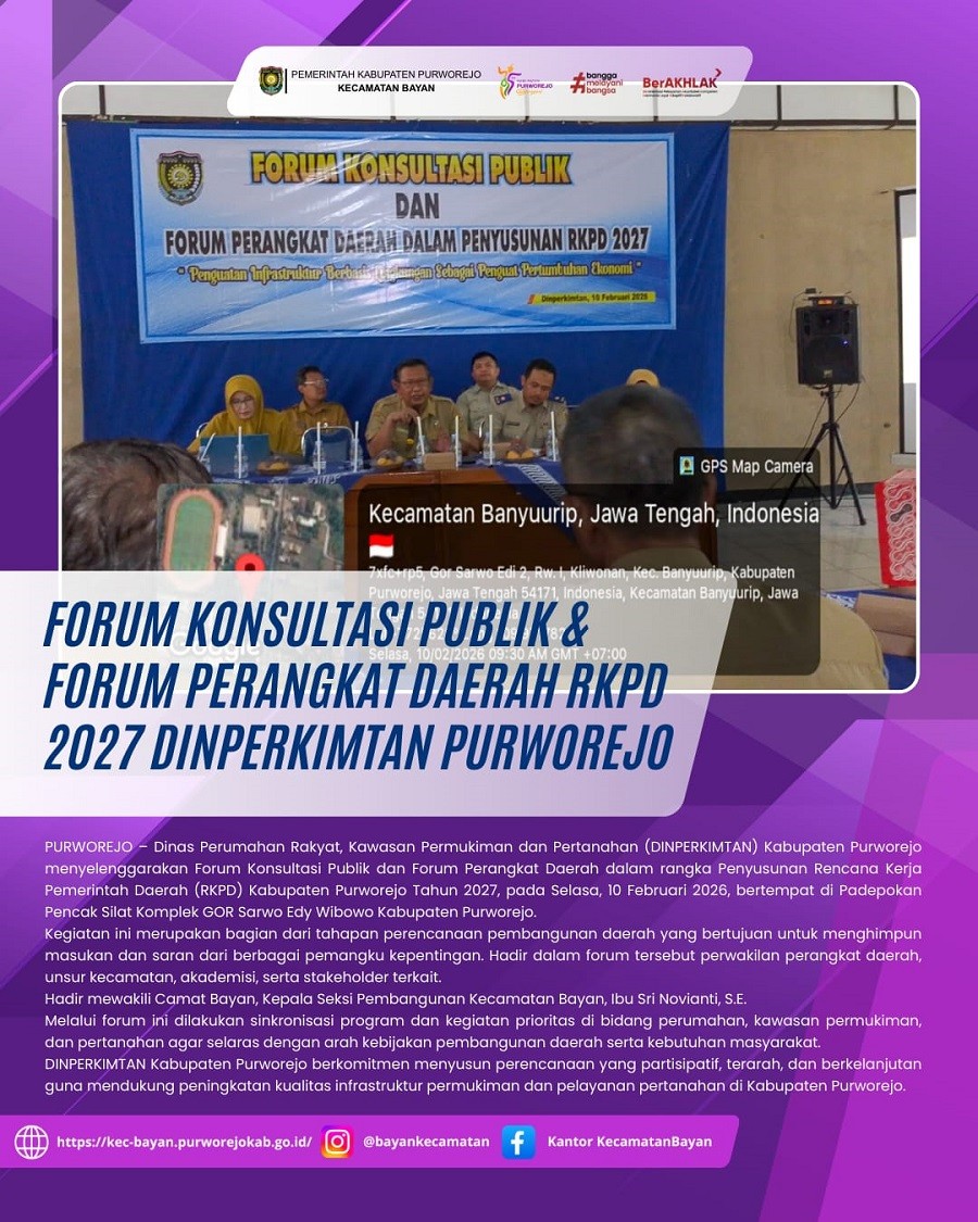 Forum Konsultasi Publik & Forum Perangkat Daerah RKPD 2027 DINPERKIMTAN Purworejo