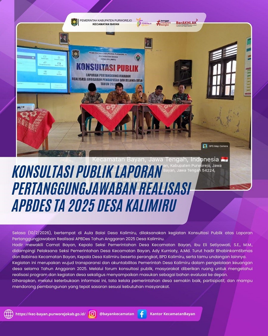 Konsultasi Publik Laporan Pertanggungjawaban Realisasi APBDes TA 2025 Desa Kalimiru