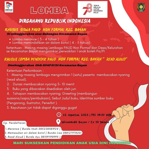 Lomba tingkat PAUD Non Formal di Kecamatan Bayan