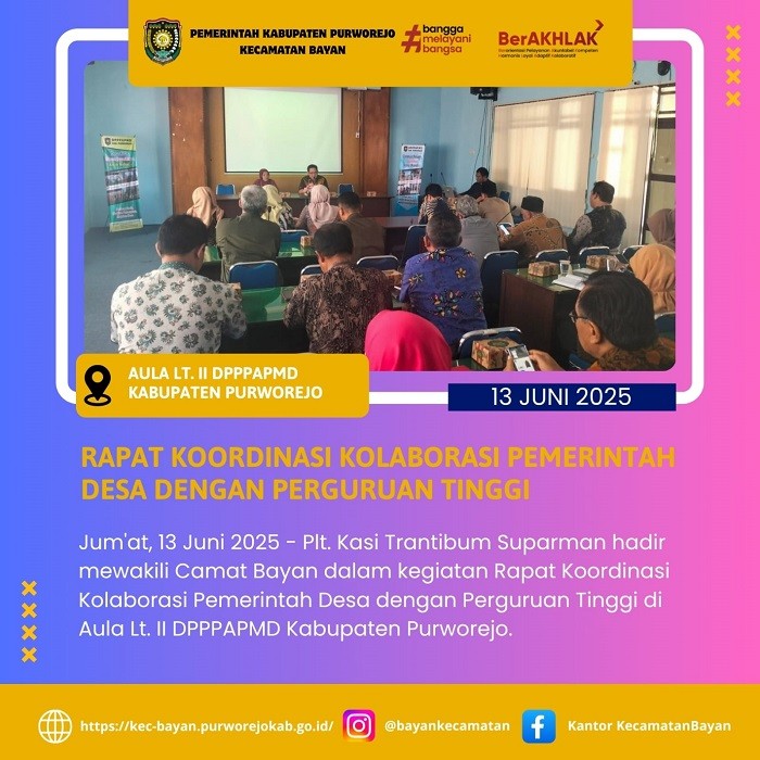 Kecamatan Bayan Hadiri Rakor Kolaborasi Pemerintah Desa dengan Perguruan Tinggi
