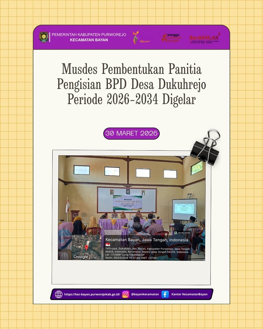 Musdes Pembentukan Panitia Pengisian BPD Desa Dukuhrejo Periode 2026–2034 Digelar