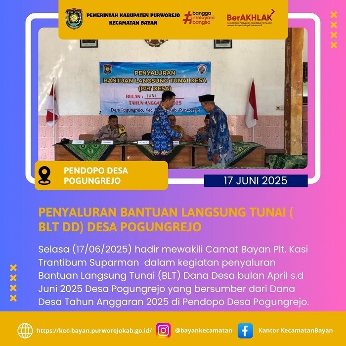 Penyaluran Bantuan Langsung TUNAI ( BLT DD) Desa Pogungrejo
