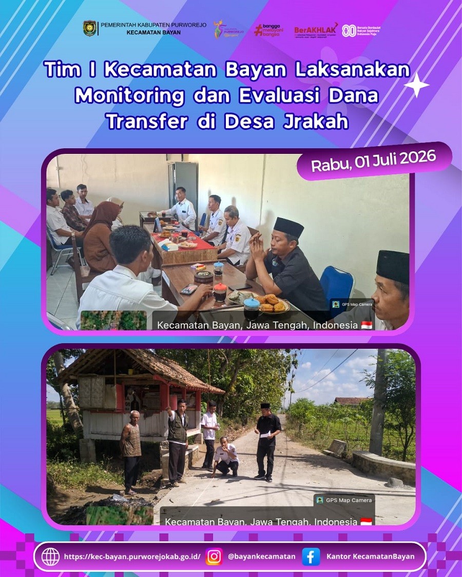 Tim I Kecamatan Bayan Laksanakan Monitoring dan Evaluasi Dana Transfer di Desa Jrakah