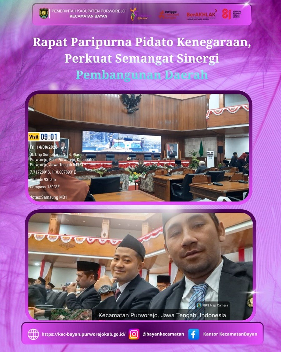 Rapat Paripurna Pidato Kenegaraan, Perkuat Semangat Sinergi Pembangunan Daerah