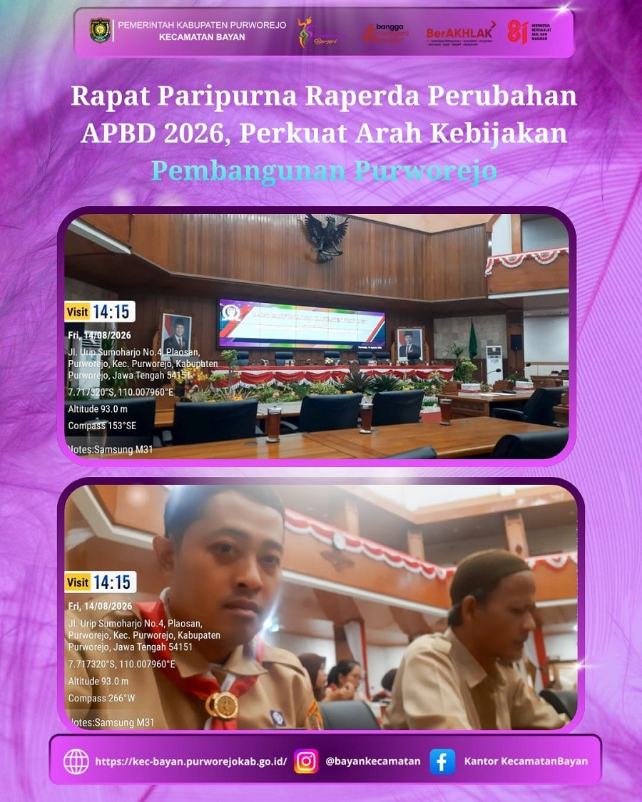 Rapat Paripurna Raperda Perubahan APBD 2026, Perkuat Arah Kebijakan Pembangunan Purworejo