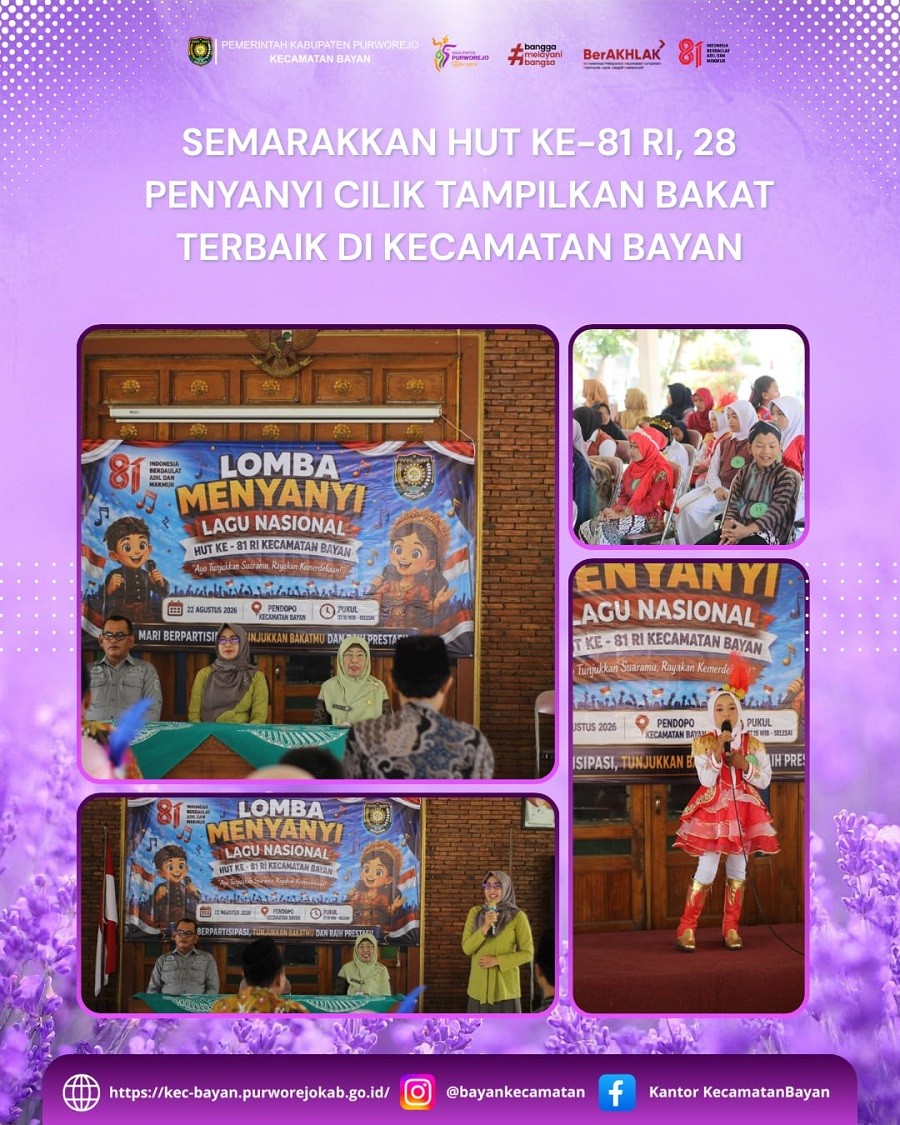 Semarakkan HUT ke-81 RI, 28 Penyanyi Cilik Tampilkan Bakat Terbaik di Kecamatan Bayan