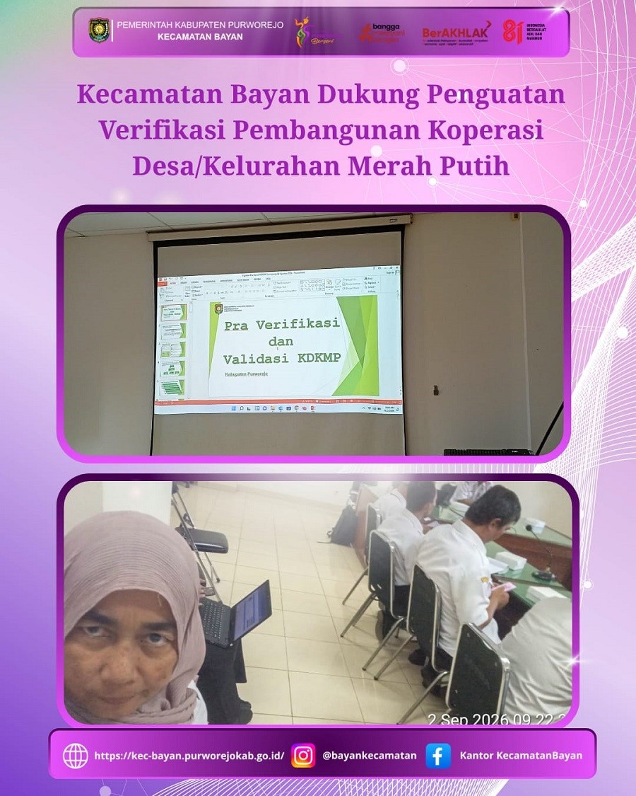 Kecamatan Bayan Dukung Penguatan Verifikasi Pembangunan Koperasi Desa/Kelurahan Merah Putih