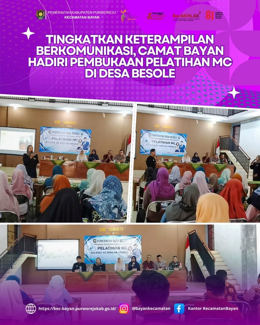 TINGKATKAN KETERAMPILAN BERKOMUNIKASI, CAMAT BAYAN HADIRI PEMBUKAAN PELATIHAN MC DI DESA BESOLE