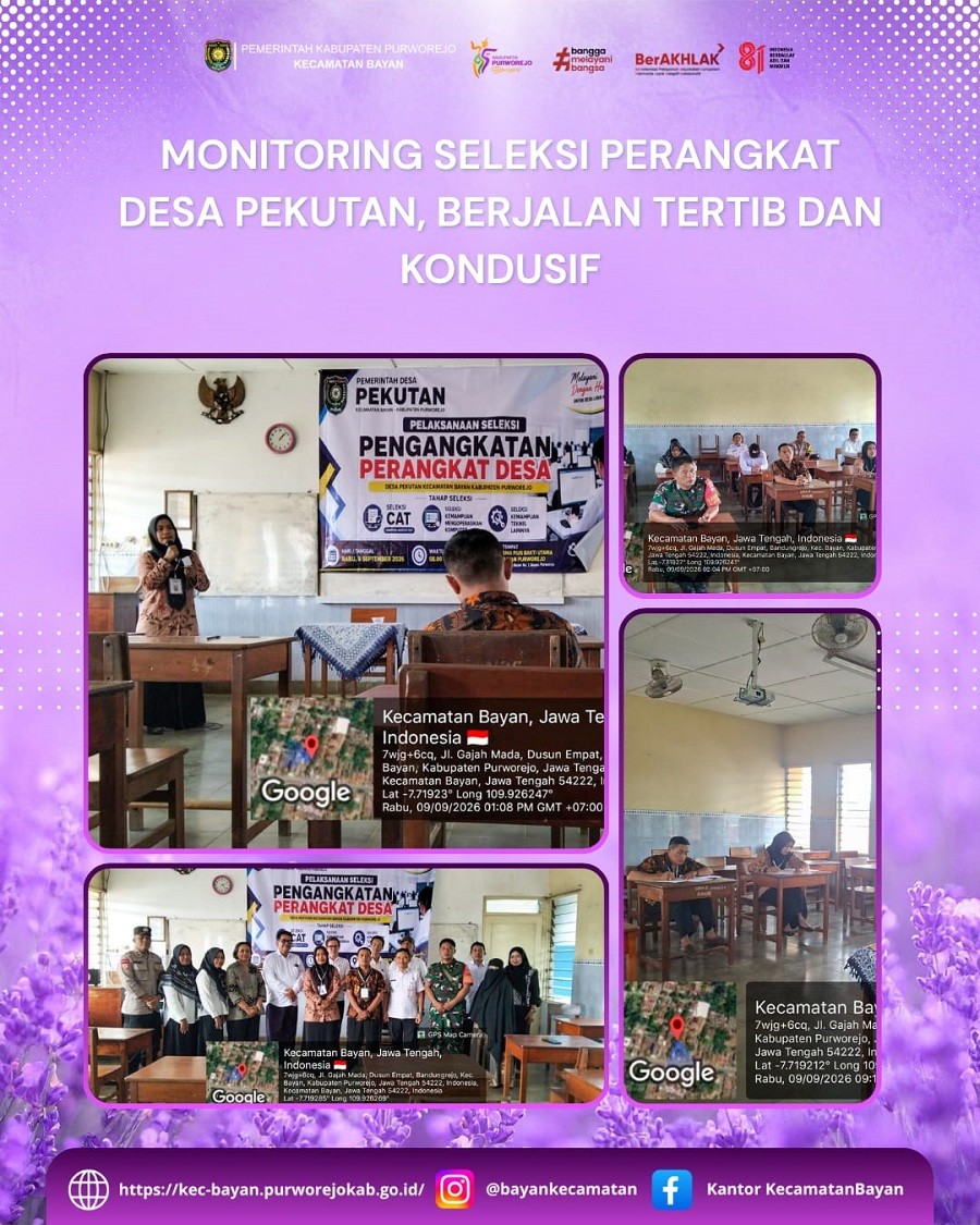 MONITORING SELEKSI PERANGKAT DESA PEKUTAN, BERJALAN TERTIB DAN KONDUSIF