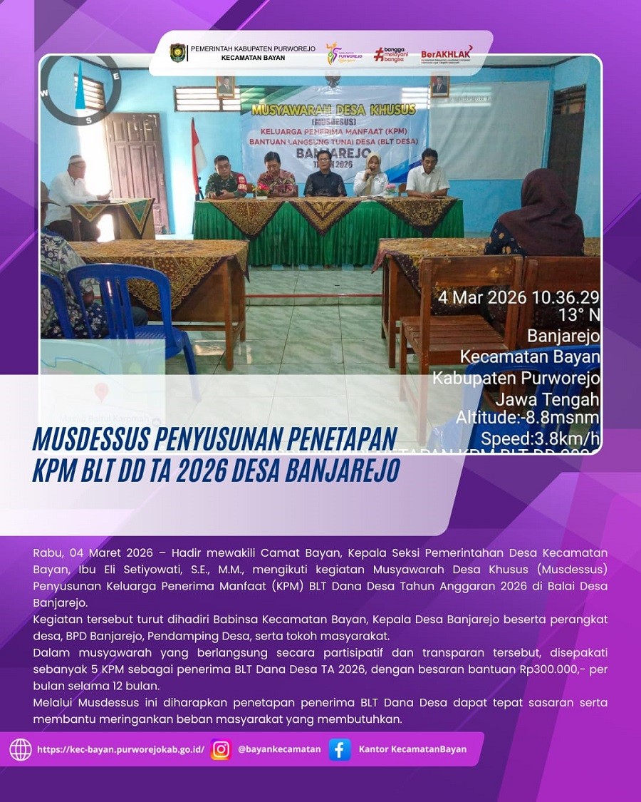 Musdessus Penyusunan Penetapan KPM BLT DD TA 2026 Desa Banjarejo