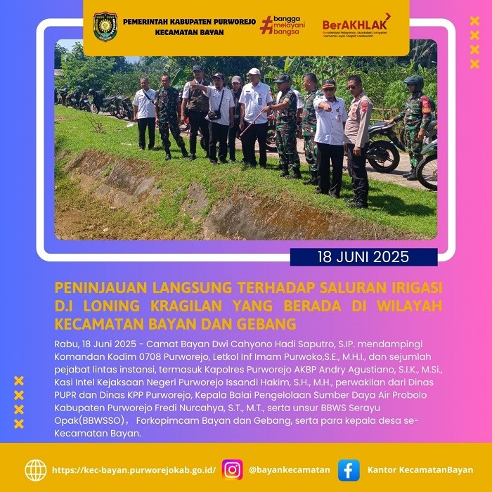 Peninjauan Langsung Terhadap Saluran Irigasi D.I Loning Kragilan Yang Berada di Wilayah Kecamatan Bayan dan Gebang