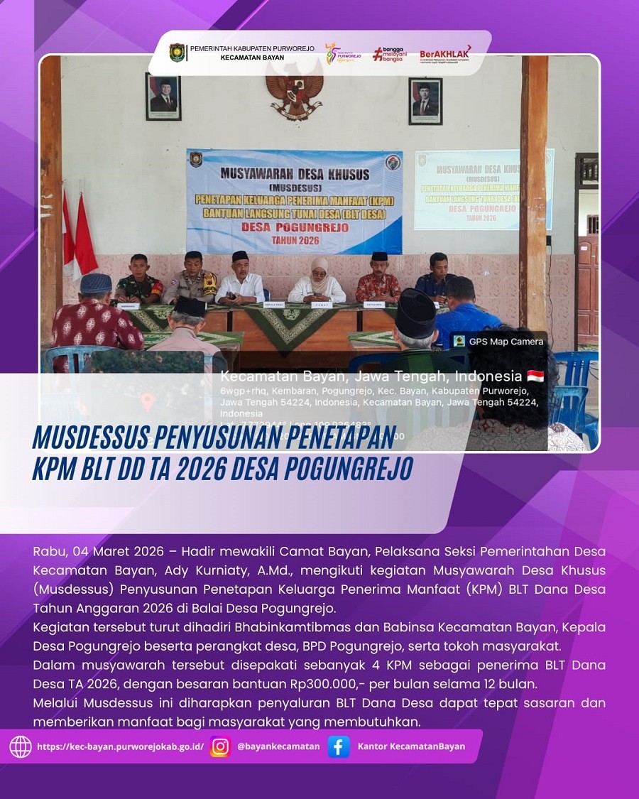 Musdessus Penyusunan Penetapan KPM BLT DD TA 2026 Desa Pogungrejo